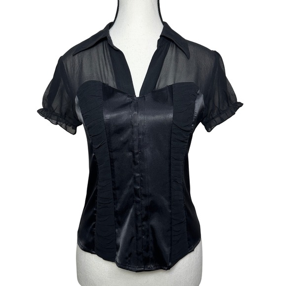 INC International Concepts Tops - VTG Y2K INC Sheer Ruffle Top Whimsigoth Romantic Mixed Media Fairy Grunge 4P